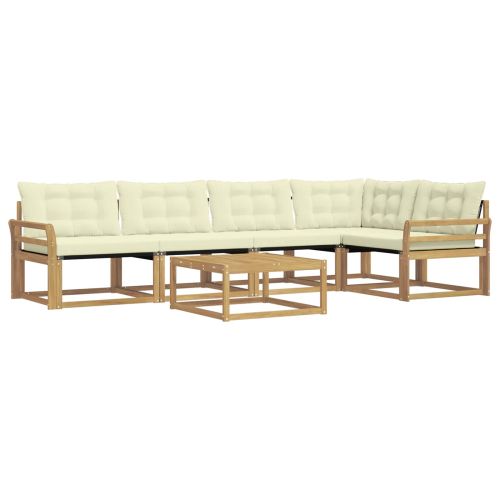 Комплект дивани за открито 6 pcs Бяло и кремаво 79 x 79 x 37 см