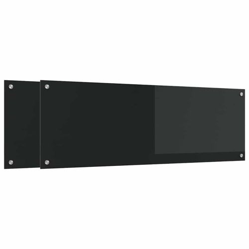 Кухненски гръб 2 pcs Черно 120 x 40 cm закалено стъкло