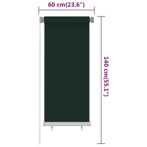 Външна ролетна щора, 65(Ш)x140(В) см, тъмнозелена, HDPE