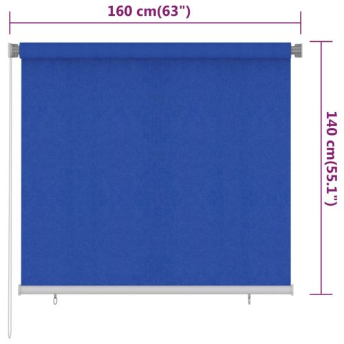 Външна ролетна щора, 165(Ш)x140(В) см, синя, HDPE