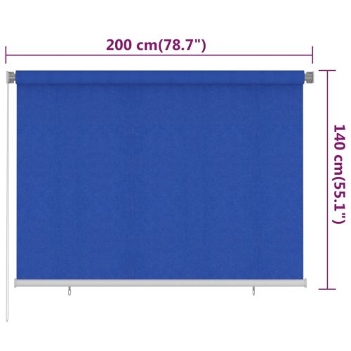 Външна ролетна щора, 205(Ш)x140(В) см, синя, HDPE