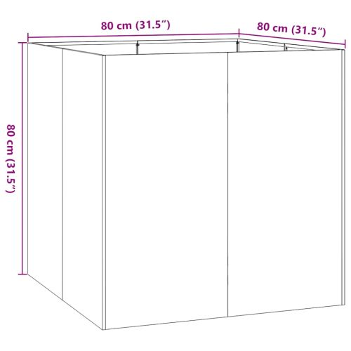 Кашпа, 80x80x80 см, неръждаема стомана