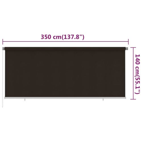 Външна ролетна щора, 355(Ш)x140(В) см, кафява, HDPE