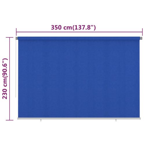 Външна ролетна щора, 355(Ш)x230(В) см, синя, HDPE