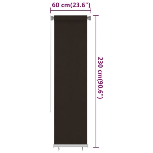 Външна ролетна щора, 65(Ш)x230(В) см, кафява, HDPE