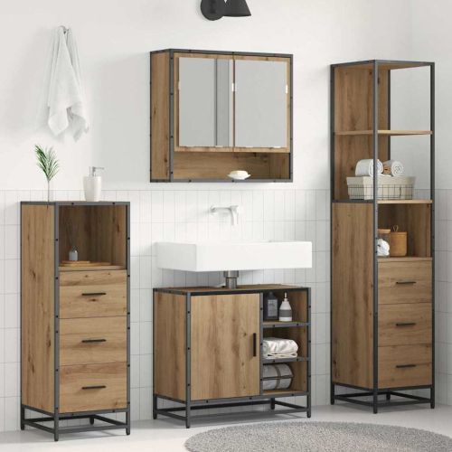 Комплект мебели за баня с чекмедже 4 pcs Дъб Инженерно дърво