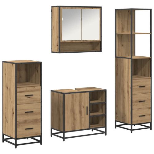 Комплект мебели за баня с чекмедже 4 pcs Дъб Инженерно дърво
