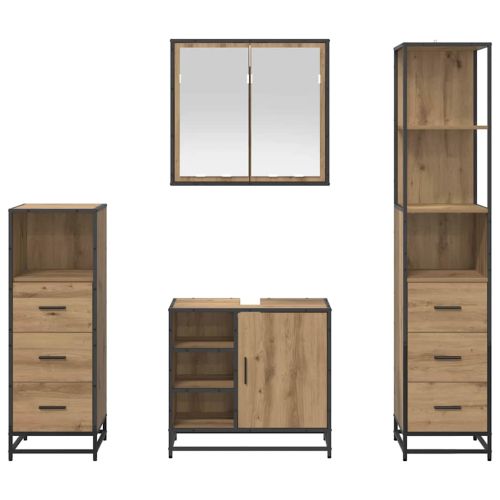 Комплект мебели за баня 4 бр. Дъб 65 x 33 x 60 см