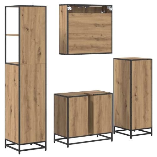 Комплект мебели за баня 4 бр. Дъб 65 x 33 x 60 см