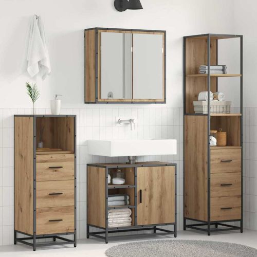 Комплект мебели за баня с чекмедже 3 pcs Дъб Инженерно дърво