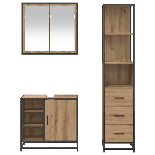 Комплект мебели за баня с чекмедже 3 pcs Дъб Инженерно дърво