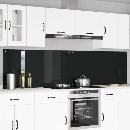 Кухненски гръб 2 pcs Черно 120 x 60 cm закалено стъкло