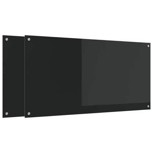 Кухненски гръб 2 pcs Черно 120 x 60 cm закалено стъкло