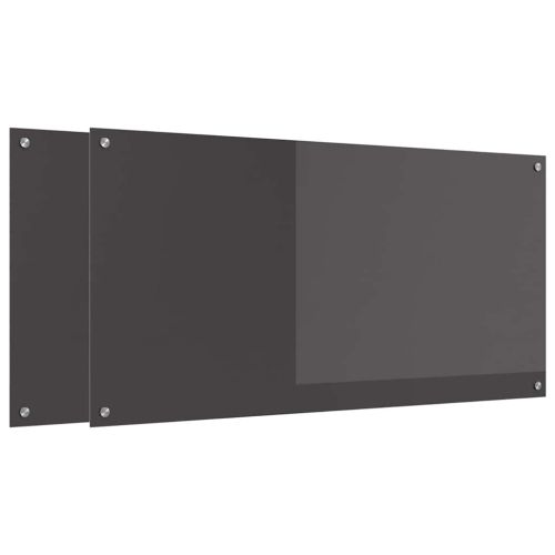 Кухненски гръб 2 pcs Тъмен сив 120 x 60 cm закалено стъкло