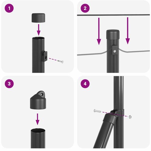 Пост за ограда с бетонна основа 13 бр. Сиво
