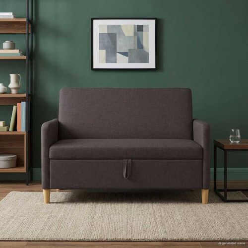 Диван с storage Тъмен кафяв 122 x 78 x 87 см Полиестер