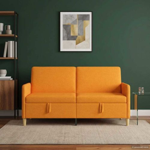 Диван с storage Тъмен жълт 172 x 78 x 87 см Полиестер