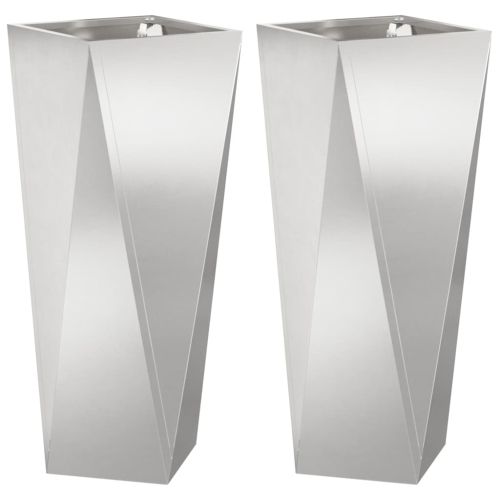Кашпа 2 pcs Сребрист 30 x 30 x 75 см Неръждаема стомана