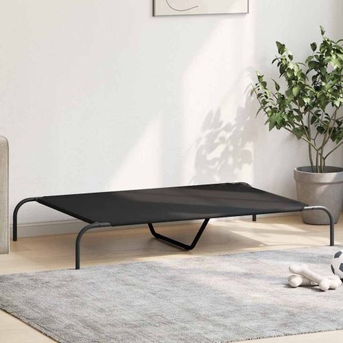 Повдигнато легло за кучета черно 130x80x20 cm Оксфорд плат