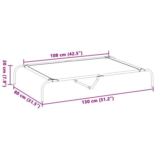 Повдигнато легло за кучета черно 130x80x20 cm Оксфорд плат