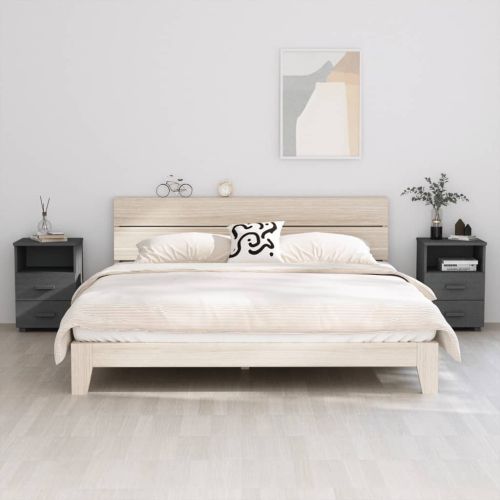 Нощни шкафчета HAMAR, 2 бр, тъмносиви, 40x35x62 см, бор масив