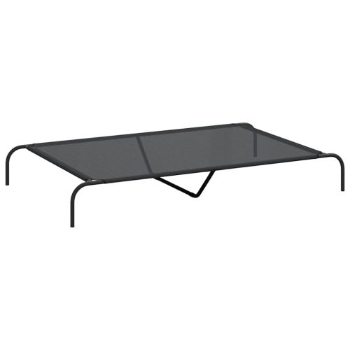 Повдигнато легло кучета черно 150x90x20 cm Текстилен и стомана