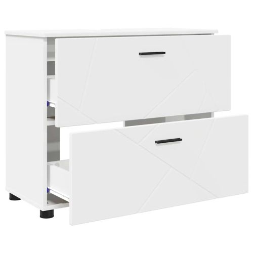 Шкаф за баня Бяло 76,5 x 35 x 64 см Инженерно дърво & Метал