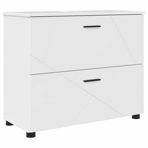 Шкаф за баня с чекмедже с врата Лъскаво бяло 76,5 x 35 x 64 см
