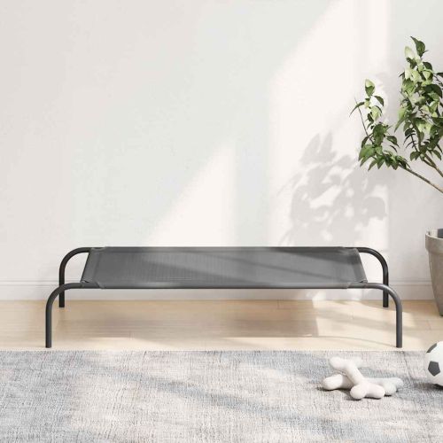 Повдигнато легло за кучета сиво 110x65x20 cm Текстилен стомана