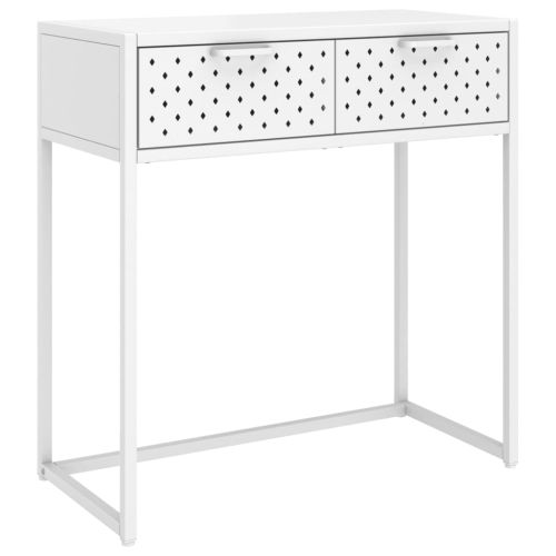 Конзолна маса, бяла, 72x35x75 cм, стомана