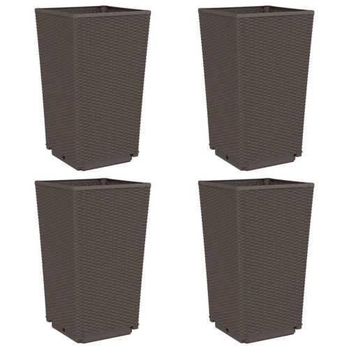 Градински кашпи, 4 бр, кафяви, 32,5x32,5x57 см, PP