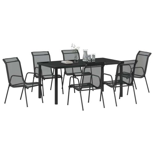 Комплект за хранене в градината 7 pcs Черно