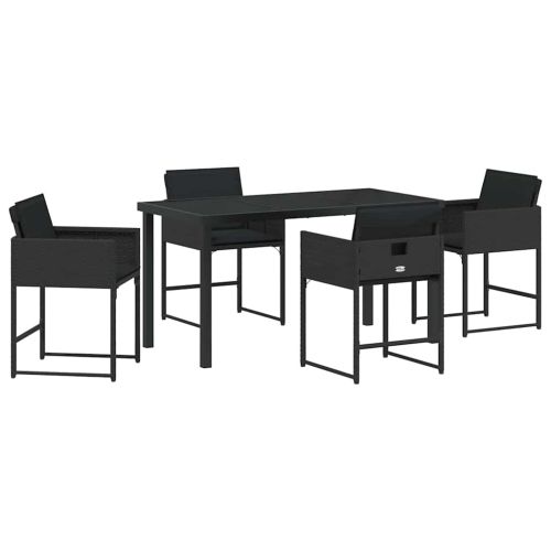 Комплект за хранене в градината 5 pcs Черно полиратан