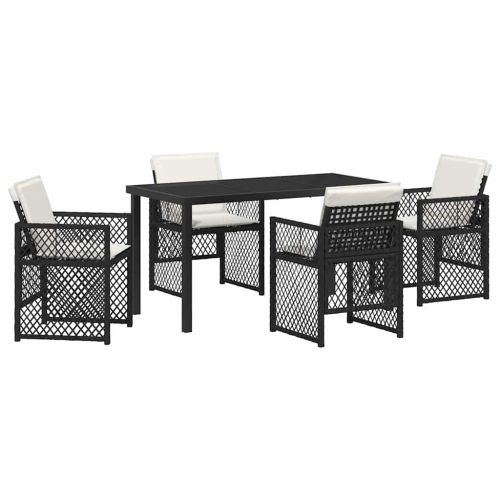 Комплект за хранене в градината 5 pcs Черно полиратан