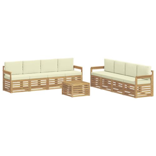 Комплект дивани за открито 9 pcs Бяло и кремаво 59 x 59 x 37 см