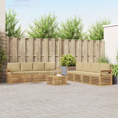 Комплект дивани за открито 9 pcs Бяло и Бежово 59 x 59 x 37 см
