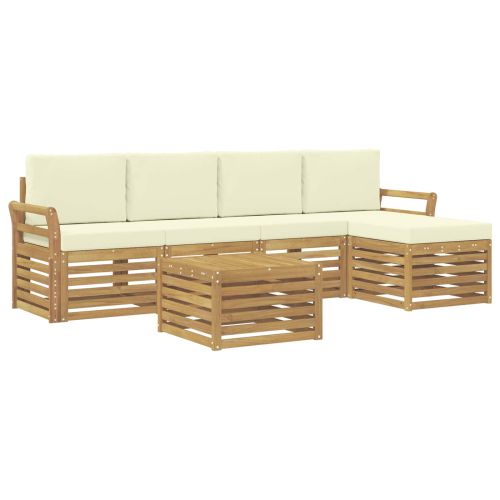 Комплект дивани за открито 6 pcs Бяло и кремаво 59 x 59 x 37 см