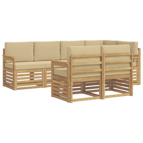 Комплект дивани за открито 7 pcs Бяло и Бежово
