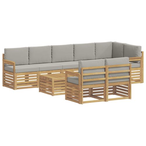 Комплект дивани за открито 8 pcs Бяло и светлосиво