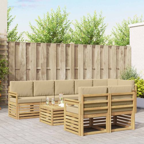 Комплект дивани за открито 8 pcs Бяло и Бежово 59 x 59 x 37 см
