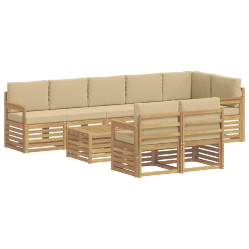 Комплект дивани за открито 8 pcs Бяло и Бежово 59 x 59 x 37 см