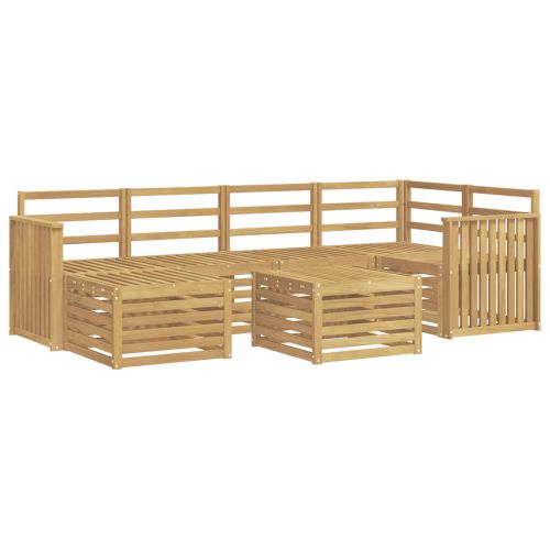 Комплект дивани за открито 7 pcs Бяло Полиестер