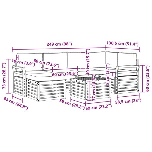 Комплект дивани за открито 7 pcs Бяло и антрацит Полиестер
