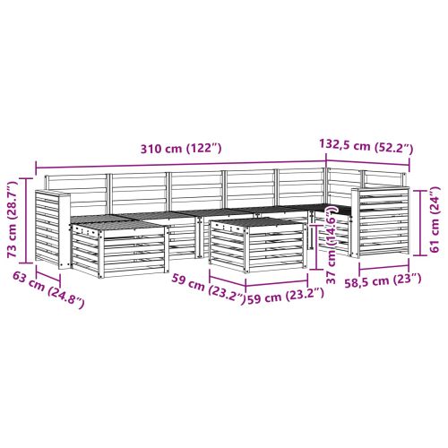 Комплект дивани за открито 8 pcs Бяло 59 x 59 x 37 см