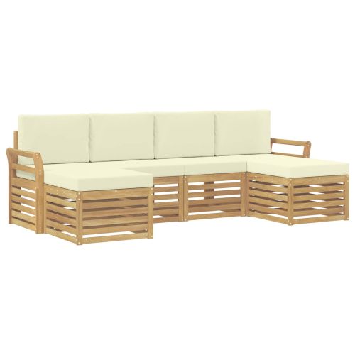 Комплект дивани за открито 6 pcs Бяло и кремаво