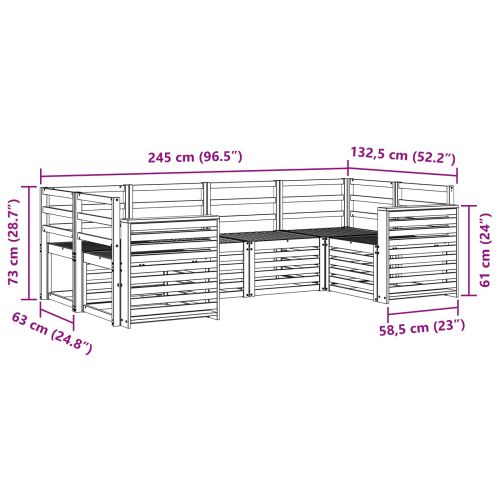 Комплект дивани за открито 6 pcs Бяло 245 x 132,5 x 73 см