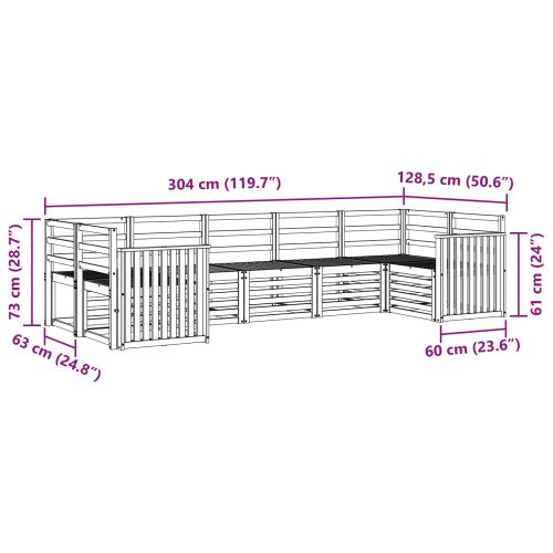 Комплект дивани за открито 7 pcs Бяло 304 x 128,5 x 73 см
