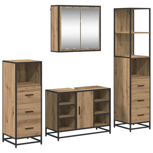 Комплект мебели за баня с чекмедже 4 pcs Дъб Инженерно дърво