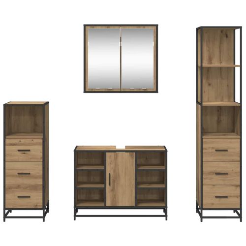 Комплект мебели за баня с чекмедже 4 pcs Дъб Инженерно дърво