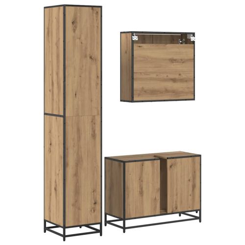 Комплект мебели за баня с рафт 3 pcs Дъб Инженерно дърво